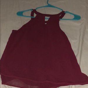 Maroon tank top.